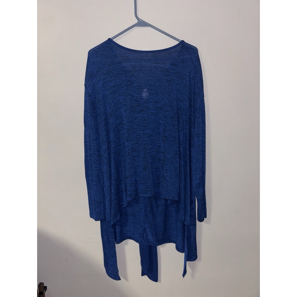 Olivia Blu Women's Blouse, Long Sleeve, Size L, Blue With Built In Scarf